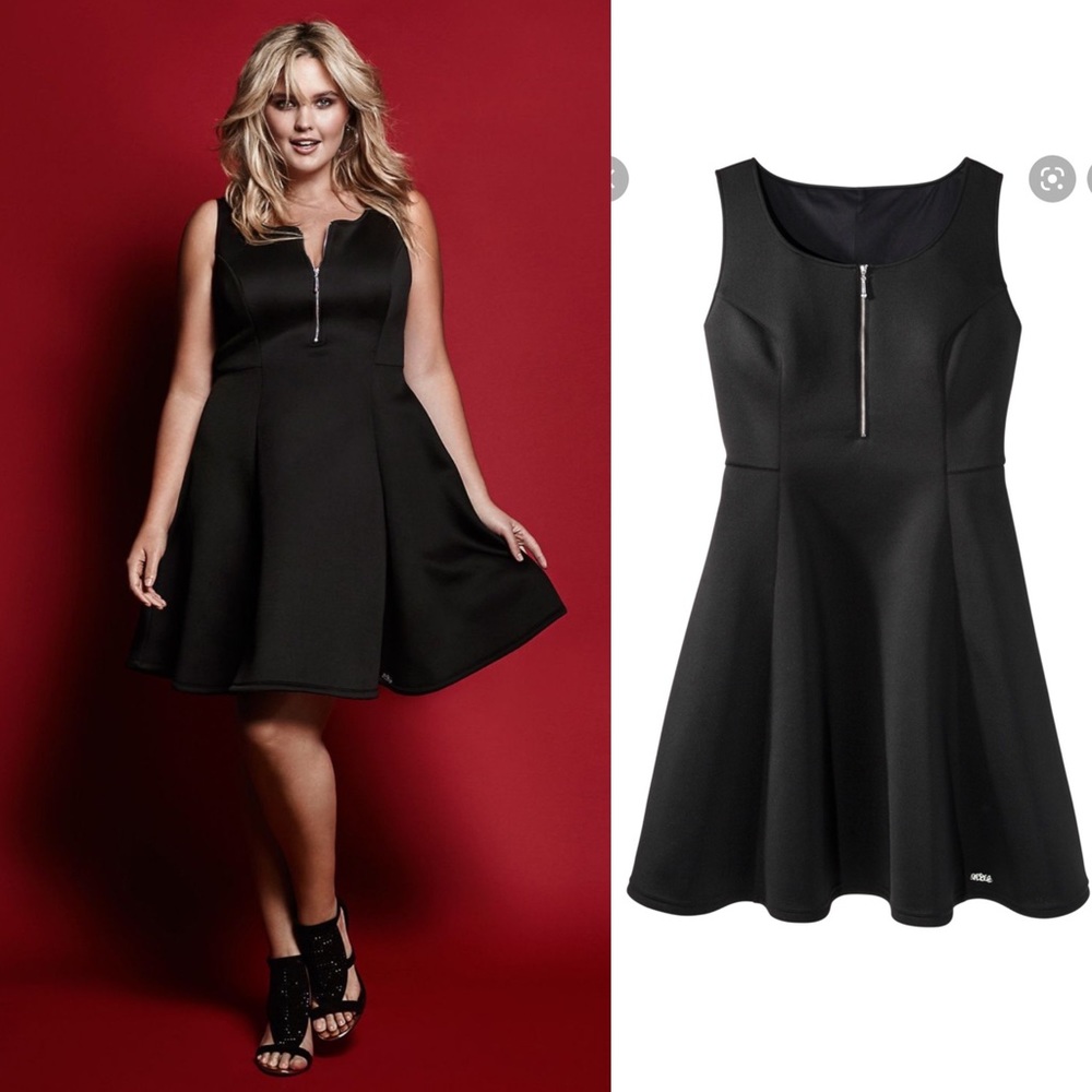 Rebel Wilson for Torrid black fit and flare dress with front zip, 2X